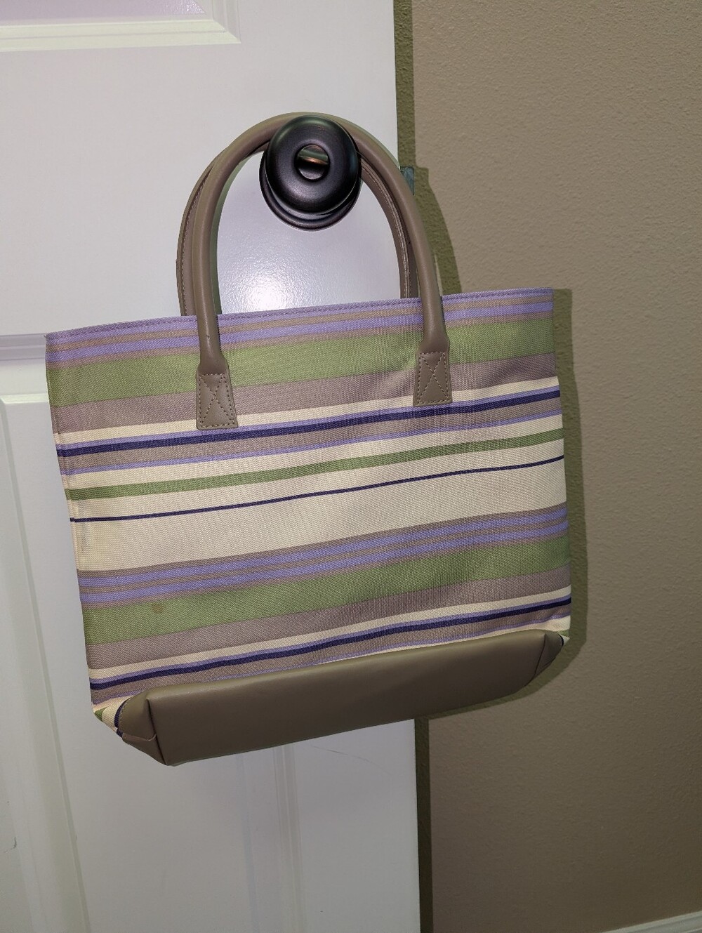Estee Lauder purple stripe tote